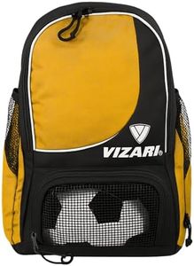 Vizari Solano Soccer Backpack With Ball Compartment and Vented Ball Pocket and Mesh Side Cargo Pockets for Adults and Teens