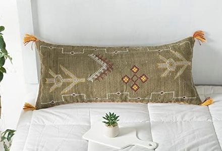 Extra Long Lumbar Pillow Cover (12 X 28 inches) | Hand-Woven Cactus Silk Brown Pillow Linen Cover | Rustic Décor Bohemian Cushion Cover | Farmhouse Cotton Pillow Case | Decorative Throw Pillow Dress