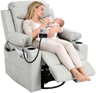 PAMBEE Nursery Rocking Chair, Triple Motor Power Recliner Chair, 270° Swivel Glider with Adjustable Armrests, 8-Point Massage & Lumbar Heating, Phone Holder & Storage, Upholstered Nursing Chair