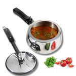 Vinod Europa Stainless Steel Inner Lid Pressure Cooker - 3.5 Litre | Handi Shape | Sandwich Bottom Cooker | Induction and Gas Base | ISI and CE certified - 2 Years Warranty