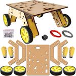 Kit2Create Smart car wooden robot chassis with 4 motor, 4 wheel, wire, switch, nut bolts