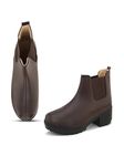 XE Looks Comfortable Brown Casual High Block Heel Boot For Women Ankle Length Boots