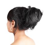 RefynHair Bun Scrunchie | High Density Human Hair Bun Extension | Natural Black