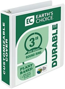 Samsill Plant-Based 3 Inch Durable Round Ring, Made in USA, View Binder, Eco-Friendly, USDA Certified Biobased, Single, White