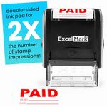 ExcelMark Paid with Check and Date Self-Inking Rubber Stamp - (A1539-Red Ink)