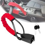 Steering Wheel Lock Anti Theft Car Device Steering Wheel Lock Universal Steering Wheel and Seat Belt Lock for Car,Truck,SUV,and Van Security - Sturdy and Reliable with Three Keys(Red)