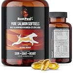 Wild Alaskan Salmon Oil for Dogs and Cats - Omega 3-6-9 Supplement, Dog Food Topper, Itchy Skin Relief, Coat Support, and Immune System Booster - Pure & Natural Fish Oil for Healthy Pets - 60 Soft Gels