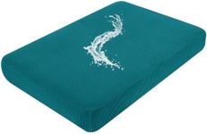 Smiry Waterproof Couch Cushion Covers, Stretch Jacquard Sofa Covers Washable, Thick Sofa Cushion Covers Furniture Protector with Elastic Bottom for Pets, Kids (Medium, Peacock Green)