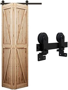 WOLFBIRD 3.3FT/1M Bi-Folding Binario per Porta Scorrevole Kit ferramenta per porte scorrevoli unidirezionali Nero e Rustico Porta Scorrevole Kit Piega Accessori Adatto per aperture porte 70-80 cm