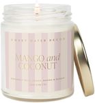 Sweet Water Decor Mango and Coconut Patterned Candle – Soy Candles with Pineapple, Mango, Orange, Peach – 40 Hour Burn – 9oz Clear Glass Jar – Ideal for Valentines Presents or Any Special Occasion