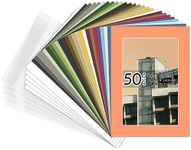 Golden State Art, Pack of 50 Mix Pre-Cut 5x7 Picture Mat for 4x6 Photo with White Core Bevel Cut Mattes Sets. Includes 50 High Premier Acid Free Bevel Cut Matts & 50 Backing Board & 50 Clear Bags