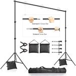 LimoStudio 10 x 8.5 ft Adjustable Photo Video Background Muslin Stand, Backdrop Support System Kit with Accessories, Spring Clamp, Sand Bag, AGG2612