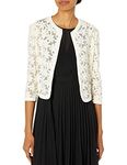 Anne Klein Women's Floral Lace Mesh Cardigan, Anne White, 16