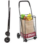 DMI Utility Cart with Wheels to be Used as a Shopping Cart, Grocery Cart, Laundry Cart and Stair Climber Cart, Weighs 7.5 Pounds but Holds up to 90 Pounds, Compact and Foldable, Black