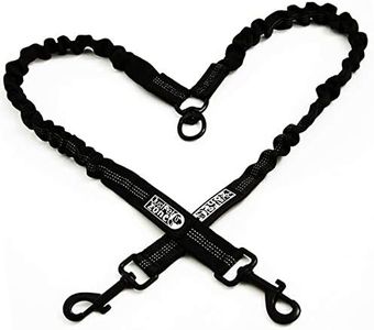 Double Dog Lead Splitter With Dual Clip Shock Absorber Bungee Dog Lead - Night Reflective Stitching For Medium & Large Double Dog Lead For Walking 2 Dogs No Tangle, Double Ended Dog Lead For Harness