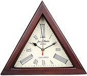 AHSKY TIME Instruments Triangle Wooden Clock 12 inches Wooden Triangle Wall Clock Designer Number Wall Mounted Clock for Office Hallway Dining & Living Room Home & Decor Gift Item