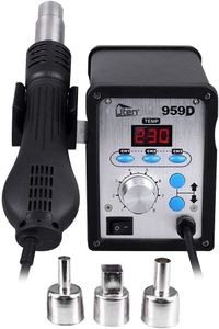 Uten Soldering Station, Hot Air Soldering Iron, Rework Station, Heat Gun with Digital LED Display, 650 W, 959D