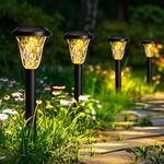 GIGALUMI Solar Lights Outdoor Garden, 8 Pack Solar Lights Outdoor Waterproof, Solar Powered Garden Lights for Pathway Patio Lawn Walkway and Landscape Warm White