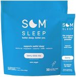 Som Sleep, Calm Sleep Powder Drink Mix, 3mg Melatonin, Magnesium, Vitamin B6, L-Theanine & GABA – Vegan, Keto Friendly – Zero Sugar Berry, 30-Pack