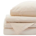 Red Land Cotton | American Made 4 Piece Basic Cotton Sheet Set | 100% USA Made Cotton Sheets |Including Deep Pocket Queen Fitted Sheet, Flat Sheet, and 2 Pillowcases | Percale | Queen/Natural