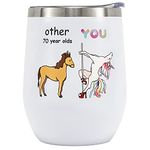 Crisky 70th Birthday Gifts for Women Friends Wine Tumbler Funny Ideas Gifts for Best Friend/Friends/Wife/Mom/Sister/Her 12oz Unicorn Vacuum Insulated Tumbler with Box, Lid, Straw