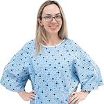 AMU Solutions 3 Pack - Unisex Hospital Gown IV Snap Sleeves - Patient Gowns Comfortably Fits Sizes up to 2XL - Tie Back - Diamond Pattern Blue, Blue, Comfortably Fits Sizes up to 2XL