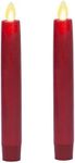 Luminara Set of 2 Moving Flame LED Tapers (1x6-inch), Flameless Candle, Flat Top, Smooth Real Wax, Unscented (Red)