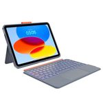 Case with Keyboard Compatible for iPad 10th Generation: Bluetooth Wireless Detachable Magnetic Stand Rechargeable Keyboard with Removable Cover with Trackpad, White Backlit (Grey)