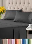 Twin XL 4 Piece Sheet Set - Breathable & Cooling Sheets - Hotel Luxury Sheets - 1 Flat Sheet, 1 Fitted Sheet & 2 Pillowcases - Deep Pocket - Easy Fit, Soft & Wrinkle Free - Twin XL Dark Grey Sheets