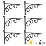 OVOV 6 Pack Decorative Shelf Brackets Wall Mounted Shelving Brackets L Corner Shelf Support Decor for Farmhouse (Black) 8"