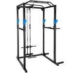 TecTake Fitness Power Station | 2 solid safety bars | Double pull-up bar | Add-on dip bars - different models (Blue Black Lat | No. 402598)