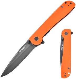 TONIFE Guiding Star Navaja Plegable con Clip de Bolsillo, Antideslizante EDC Cuchillo de Una Mano, Hoja 8Cr14MoV y Mango G10 para Cuchillo de Camping al Aire Libre (Naranja + Gris Titanio)