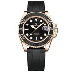 Pagani Design PD-1651 Men's Automatic Mechanical Stainless Steel Wrist Watch Japanese NH35 Movement 100M Waterproof Synthetic Sapphire Glass Ceramic Bezel (Gold Black Rubber PD-1651)