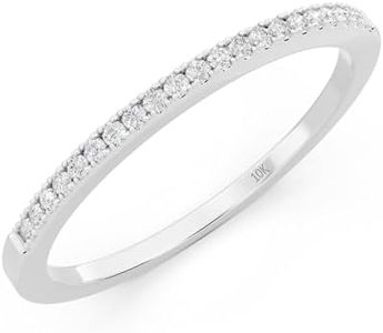 Dazzlingrock Collection 0.08 Cttw Womens Diamond Wedding Band, Real Natural Round White Diamond Minimalist Thin Stackable Ring for Her in 10K Solid White Gold, Size 7.5