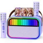 Ankuka Karaoke Machine for Kids Adults, Kids Toys for 3-12 Years Old Girls Birthday Presents, Portable Bluetooth Karaoke Speaker with 2 Microphones Gifts for Girls Party Christmas Xmas (Purple)