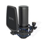 BOYA XLR Large Diaphragm Studio Condenser Microphone, 48V Phantom Power Vocal Recording Mic for Singing Podcast, Project Home Audio YouTube Facebook Streaming (BY-M1000 Pro)