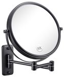 Wall Mounted Makeup Mirror - 1X/10X Magnifying Mirror for Wall, 8 Inch Double Sided 360° Swivel Extendable Bathroom Mirror for Shaving, Black DECLUTTR