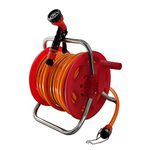 Aquahose Garden Water Hose Reel for Gardening | Bike/Car Washing, Floor Home Cleaning (Size 12.5mm Length 30 Meter) with Spray Gun | Tap Adapter & Butterfly Clamp | (Orange,Red)