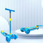 Kidsmate Cruiser Kick Scooter for Kids with Broad Wheels | 3-Wheel Skate Scooter for Boys & Girls of Ages 2-12 Years | 5-Level Adjustable Height, and Easy Fold Design Scooter for Kids (Blue)