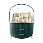 Multi-Function Make Up Case Dustproof Cosmetic Storage Box, Organizer Skin Care Products Jewelry Organizer Finishing Box for Bedroom Bathroom Desktop, Dark green