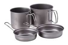 Snow Peak Trek Series Backpacking/Camping Cookware Sets, Trek 900 & Trek 1400 Pot & Pan Combo, 30.4 fl oz & 47.3 fl oz