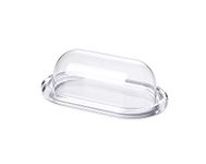 Omada Acrylic Covered Butter Dish: Large Clear and White Butter Keeper and Cream Cheese Container ââ‚¬â€œ Dishwasher Safe European Butter Dish with Lid ââ‚¬â€œ 3ââ‚¬Â Wide Butter Holder for Counter