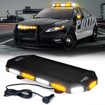 Xprite 27" White Amber Emergency Strobe Light Bar, Black Hawk High Intensity LED Warning Security Rooftop Caution Lightbar for Tow Trucks Construction Vehicle Patrol Cars Snowplow Safety