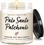 Candles Gifts for Women, Palo SAnto Candle, Patchouli Candles, Scented Candles for Home Scented, Soy Candles for Home Scented, Aromatherapy Candle, White Candle, Bathroom Candle