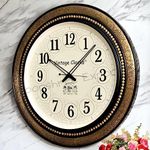 Vintage Clock Extra Large Handcrafted Brass Inlay Wooden Clock / 1 Year Warranty/English Numerals (VC-1711-24-H)