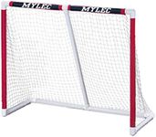 Mylec PVC Junior Hockey Folding Goal for Indoor + Outdoor (54 x 44 Inches), Lightweight & Portable, Sleeve Netting System (Red, 15 Pounds)