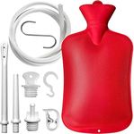 Enema Bag 2L Home Enema Kit with 2 Enema Tips,60 inch Long Silicone Hose, Controlable Water Flow Valve, Hot-Water Bottle for Colon Cleansing Enemas for Women/Men（Red）