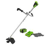 Greenworks Cordless Lawn Trimmer 40V 40cm incl. 1 Battery 2.5Ah & Charger, 2mm Thread/Brush Cutter Blade, Bike Handle Powerful Brushless Motor GD40BCBK25