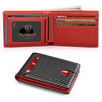 RUNBOX Slim Wallet for Men Minimalist Leather Bifold RFID Blocking with Gift Box Carbon Black and Red