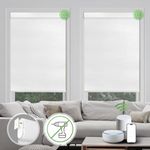 Motorized Blinds Roller Shades for Windows Blackout Window Blinds Cordless no Drill Electric Blinds with Remote Control or Alexa/ Google Home for Smart Home Office(White,31''W x 72''H)